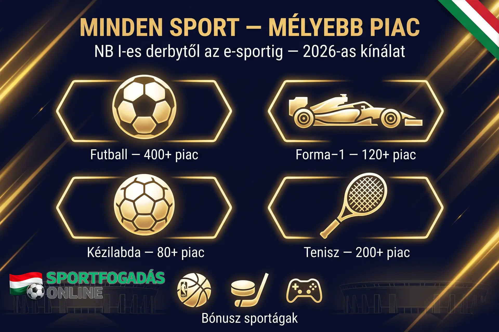 Minden sport, mélyebb piac - futball, Forma-1, kézilabda és tenisz fogadási